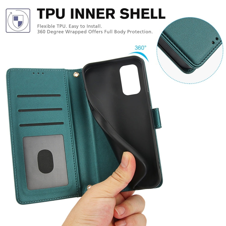 For Samsung Galaxy A33 5G Skin Feel Pure Color Card Slots Leather Phone Case with Dual Lanyard