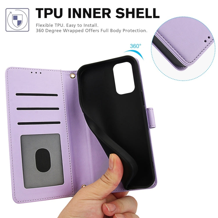 For Samsung Galaxy A73 Skin Feel Pure Color Card Slots Leather Phone Case with Dual Lanyard