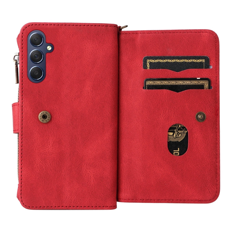 For Samsung Galaxy A16 5G Skin Feel Multi Card Slots Zipper Wallet Leather Phone Case