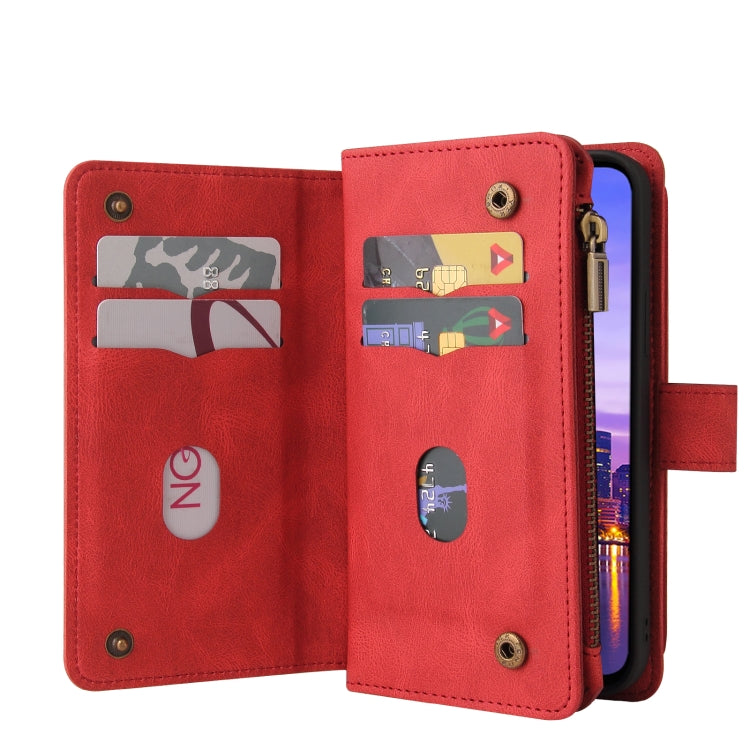 For Samsung Galaxy A16 5G Skin Feel Multi Card Slots Zipper Wallet Leather Phone Case