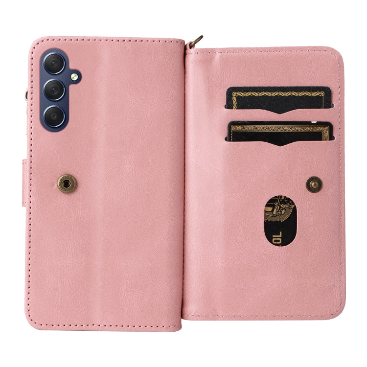 For Samsung Galaxy A16 5G Skin Feel Multi Card Slots Zipper Wallet Leather Phone Case