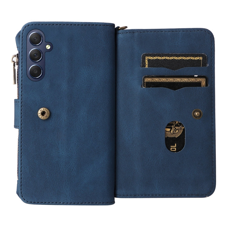 For Samsung Galaxy A16 5G Skin Feel Multi Card Slots Zipper Wallet Leather Phone Case