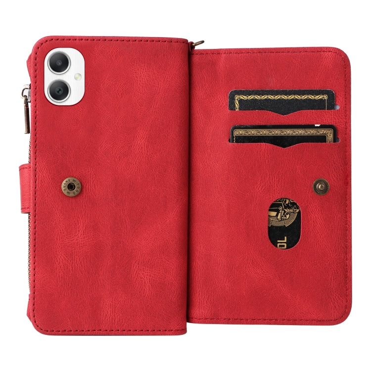 For Samsung Galaxy A06 4G Skin Feel Multi Card Slots Zipper Wallet Leather Phone Case
