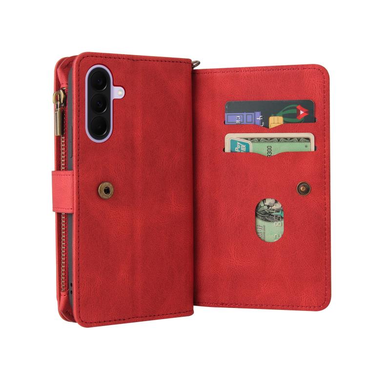 For Galaxy A27 5G Skin Feel Multi Card Slots Zipper Wallet Leather Phone Case