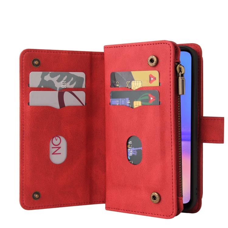 For Galaxy A27 5G Skin Feel Multi Card Slots Zipper Wallet Leather Phone Case