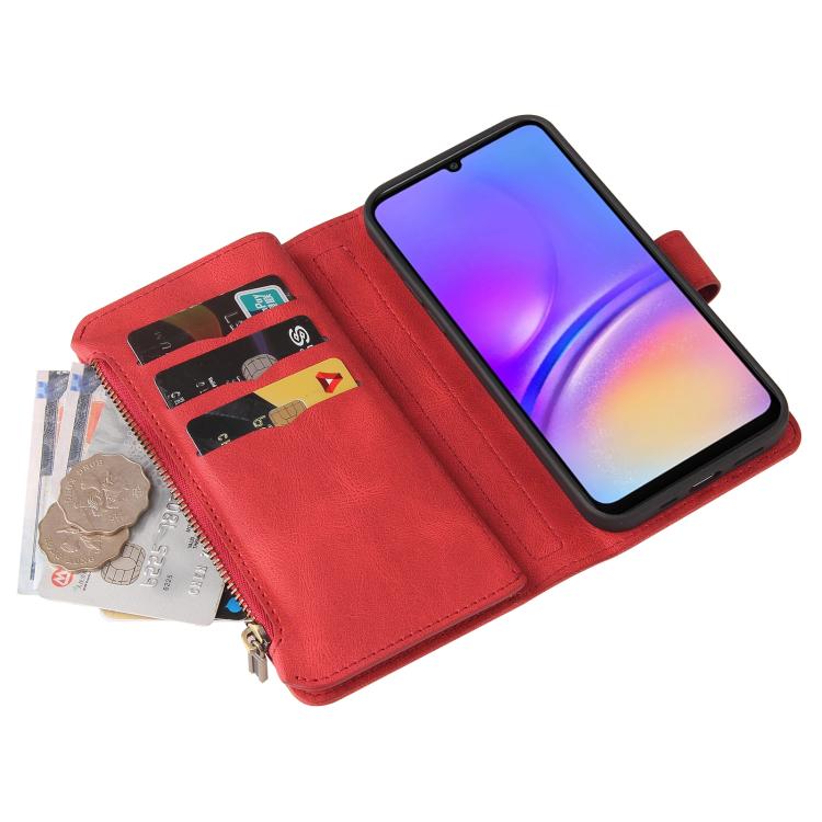 For Galaxy A27 5G Skin Feel Multi Card Slots Zipper Wallet Leather Phone Case