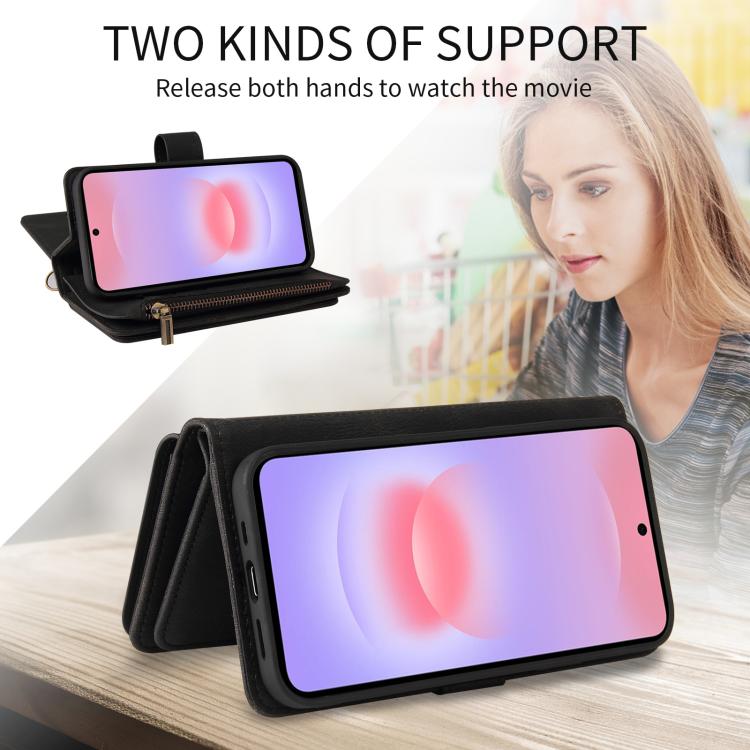For Galaxy A27 5G Skin Feel Multi Card Slots Zipper Wallet Leather Phone Case