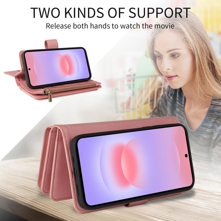 For Galaxy A27 5G Skin Feel Multi Card Slots Zipper Wallet Leather Phone Case