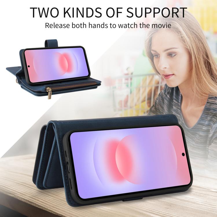 For Galaxy A27 5G Skin Feel Multi Card Slots Zipper Wallet Leather Phone Case