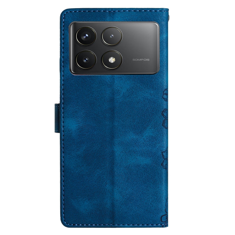 For Xiaomi Poco F6 Pro Flower Butterfly Embossing Pattern Leather Phone Case