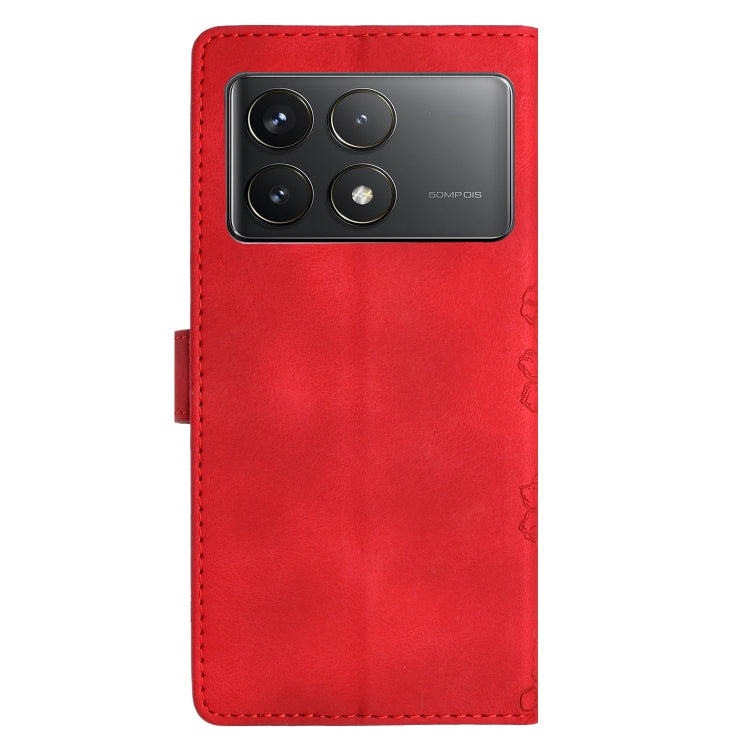 For Xiaomi Poco F6 Pro Flower Butterfly Embossing Pattern Leather Phone Case