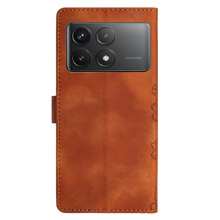 For Xiaomi Poco F6 Pro Flower Butterfly Embossing Pattern Leather Phone Case