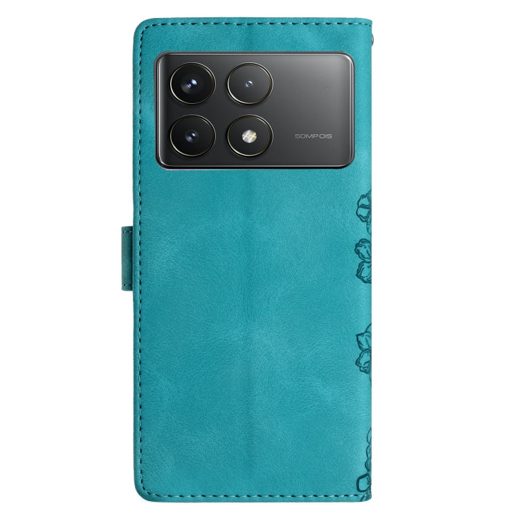 For Xiaomi Poco F6 Pro Flower Butterfly Embossing Pattern Leather Phone Case