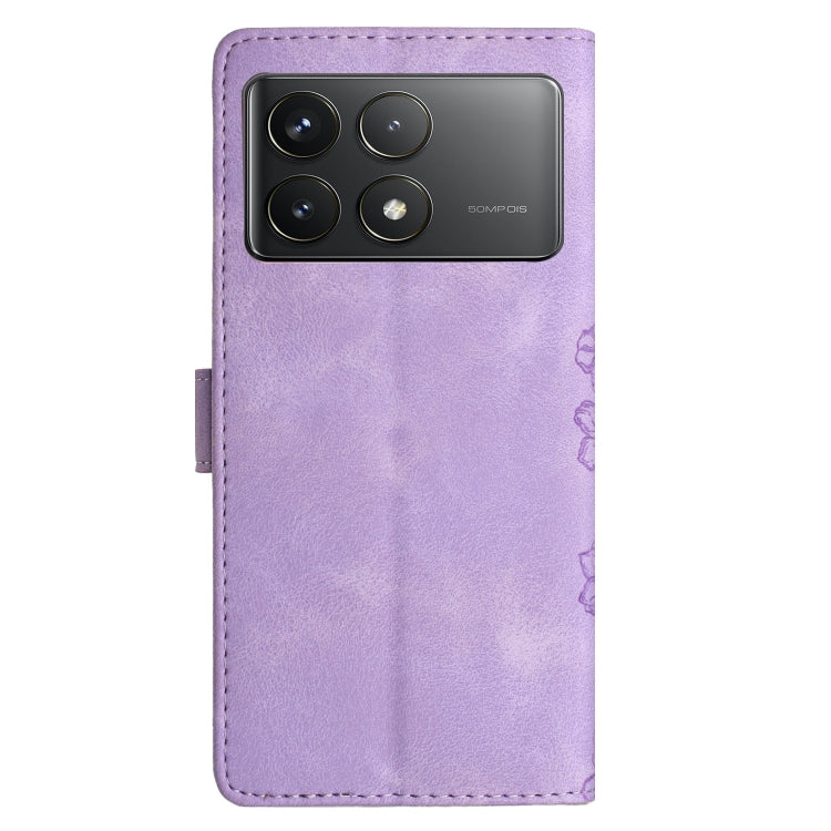 For Xiaomi Poco F6 Pro Flower Butterfly Embossing Pattern Leather Phone Case