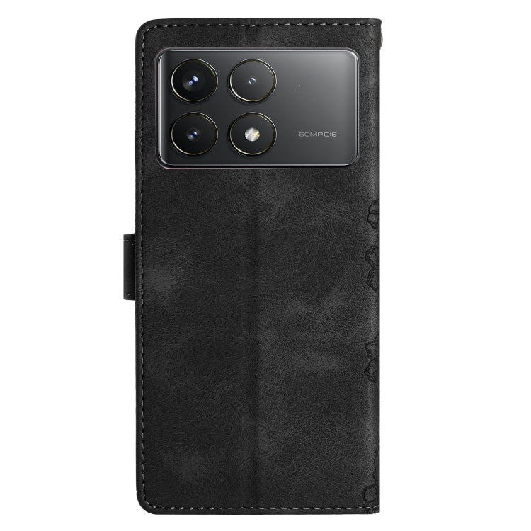 For Xiaomi Poco F6 Pro Flower Butterfly Embossing Pattern Leather Phone Case