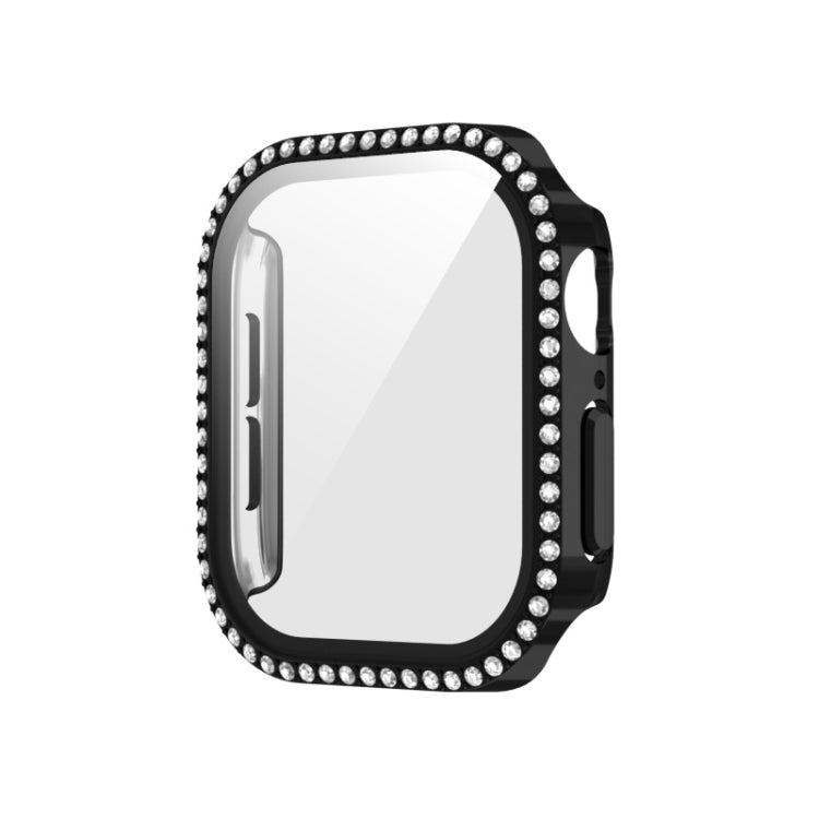 For Apple Watch Series 11 46mm / 10 46mm Plating Diamond PC Hybrid Tempered Film Watch Case