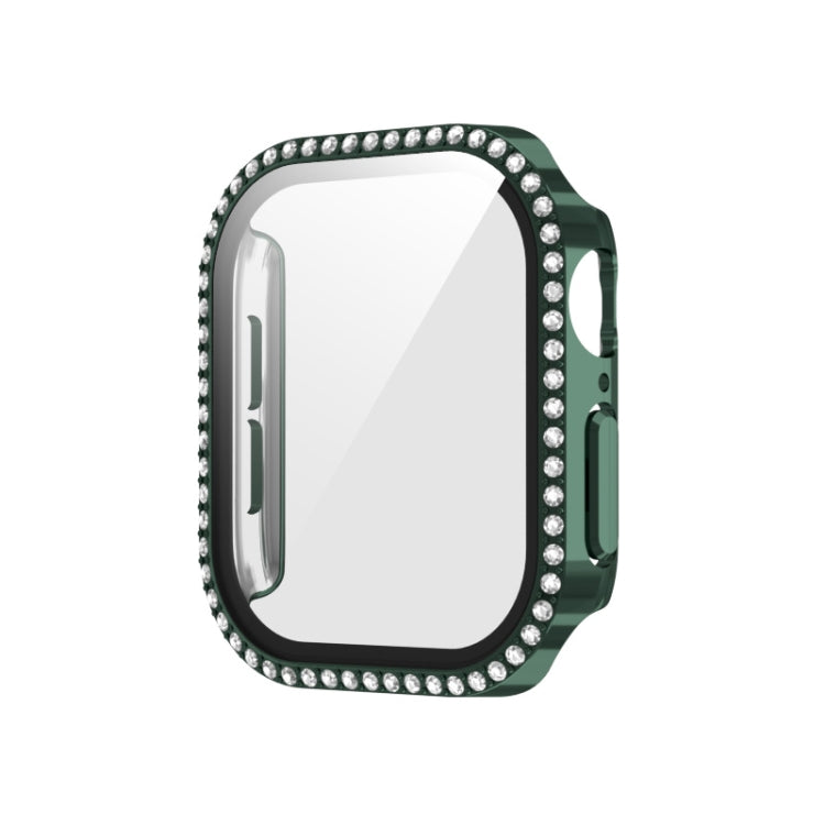 For Apple Watch Series 11 46mm / 10 46mm Plating Diamond PC Hybrid Tempered Film Watch Case