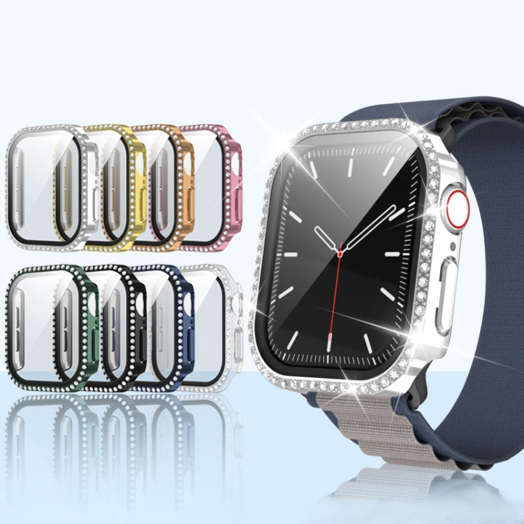 For Apple Watch Series 11 46mm / 10 46mm Plating Diamond PC Hybrid Tempered Film Watch Case