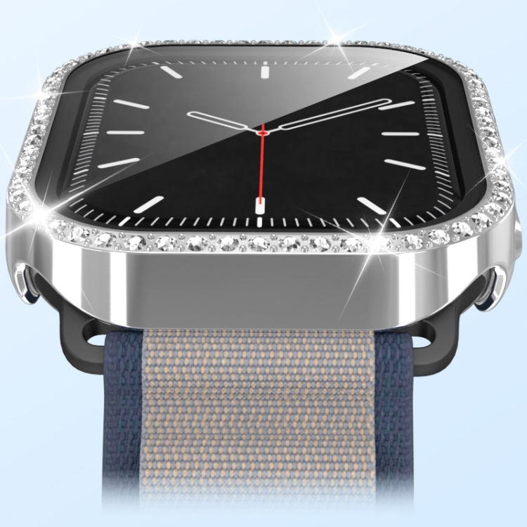 For Apple Watch Series 11 46mm / 10 46mm Plating Diamond PC Hybrid Tempered Film Watch Case