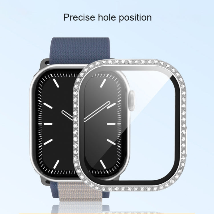 For Apple Watch Series 11 46mm / 10 46mm Plating Diamond PC Hybrid Tempered Film Watch Case