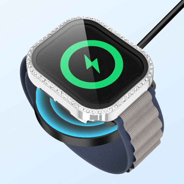 For Apple Watch Series 11 46mm / 10 46mm Plating Diamond PC Hybrid Tempered Film Watch Case