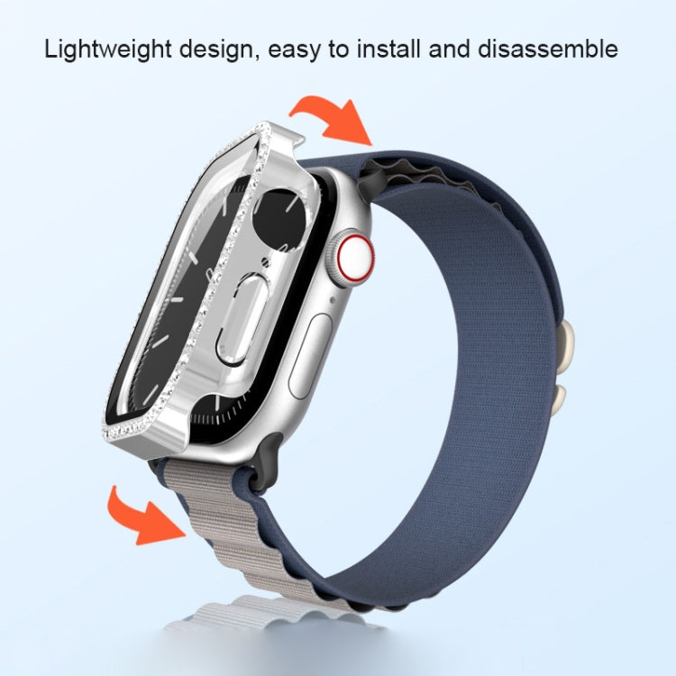 For Apple Watch Series 11 46mm / 10 46mm Plating Diamond PC Hybrid Tempered Film Watch Case