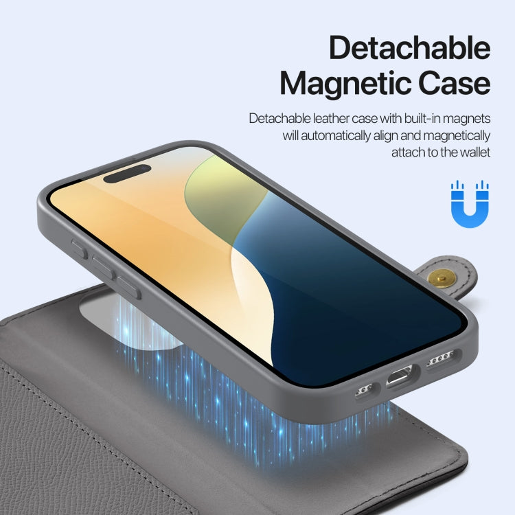 For iPhone 16 Pro Max DUX DUCIS Lawa Series 2 in 1 Wallet Zipper Detachable MagSafe Phone Case with Lanyard