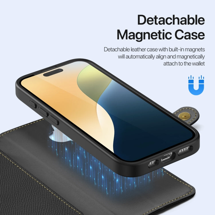 For iPhone 16 DUX DUCIS Lawa Series 2 in 1 Wallet Zipper Detachable MagSafe Phone Case with Lanyard