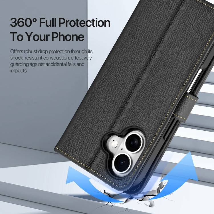 For iPhone 16 DUX DUCIS Lawa Series 2 in 1 Wallet Zipper Detachable MagSafe Phone Case with Lanyard