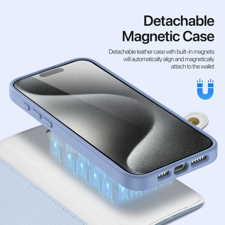 For iPhone 15 Pro Max DUX DUCIS Lawa Series 2 in 1 Wallet Zipper Detachable MagSafe Phone Case with Lanyard