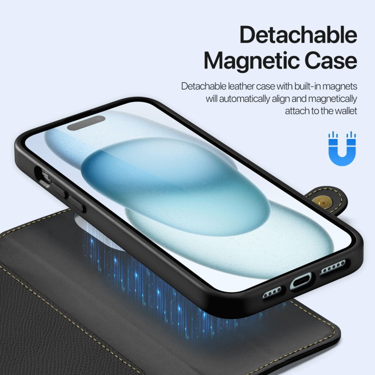 For iPhone 15 DUX DUCIS Lawa Series 2 in 1 Wallet Zipper Detachable MagSafe Phone Case with Lanyard