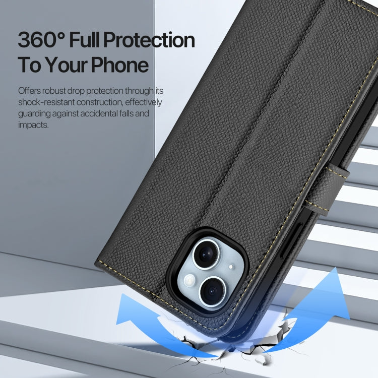 For iPhone 15 DUX DUCIS Lawa Series 2 in 1 Wallet Zipper Detachable MagSafe Phone Case with Lanyard