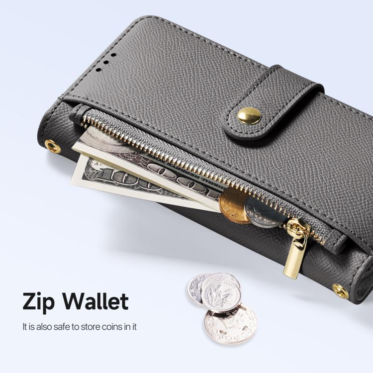 For iPhone 17e / 16e DUX DUCIS Lawa Series 2 in 1 Wallet Zipper Detachable MagSafe Phone Case with Lanyard