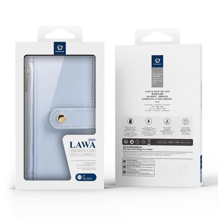 For iPhone 17e / 16e DUX DUCIS Lawa Series 2 in 1 Wallet Zipper Detachable MagSafe Phone Case with Lanyard