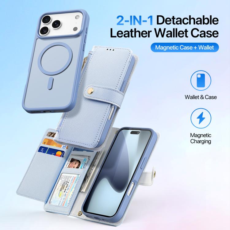 For iPhone 17 Pro Max DUX DUCIS Lawa Series 2 in 1 Wallet Zipper Detachable MagSafe Phone Case with Lanyard