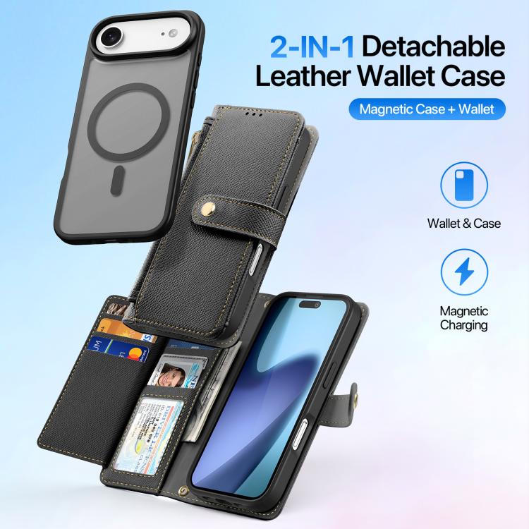 For iPhone Air DUX DUCIS Lawa Series 2 in 1 Wallet Zipper Detachable MagSafe Phone Case with Lanyard