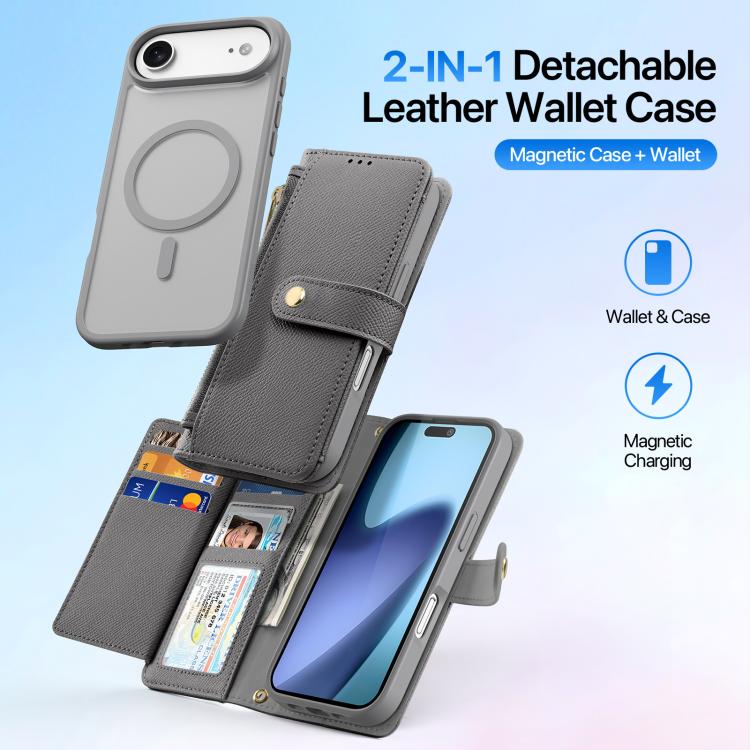 For iPhone Air DUX DUCIS Lawa Series 2 in 1 Wallet Zipper Detachable MagSafe Phone Case with Lanyard