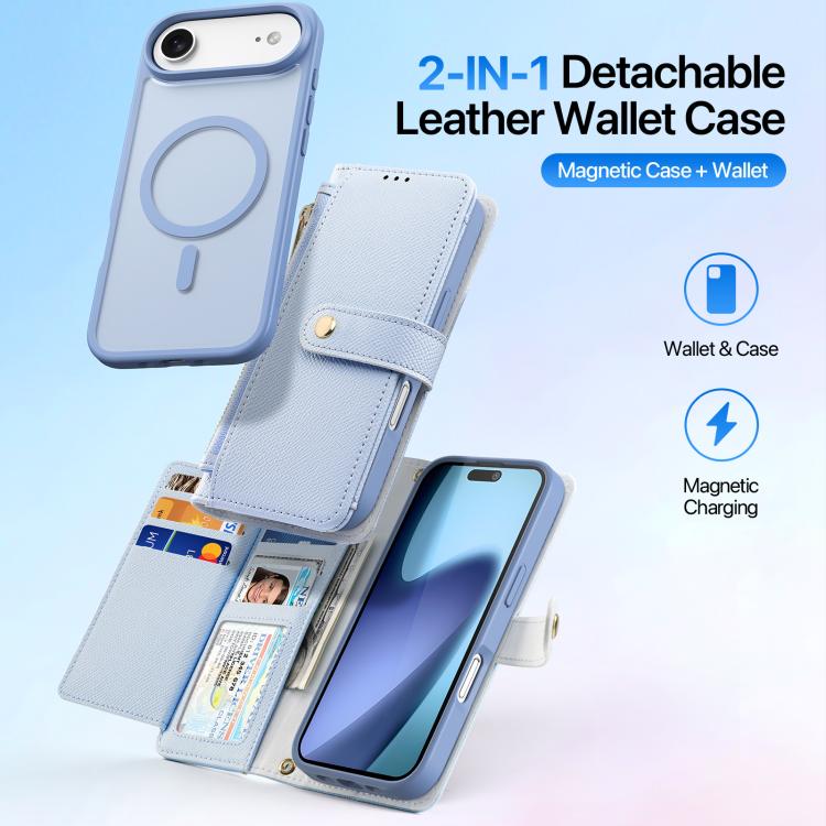For iPhone Air DUX DUCIS Lawa Series 2 in 1 Wallet Zipper Detachable MagSafe Phone Case with Lanyard