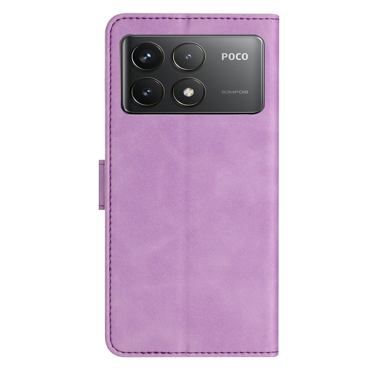 For Xiaomi Poco F6 Pro Seven Butterflies Embossed Leather Phone Case