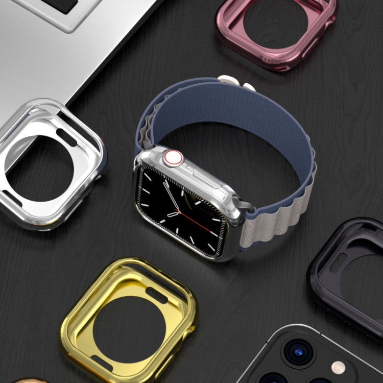 For Apple Watch Series 11 / 10 42mm Plating TPU Round Hole Hollow Watch Case