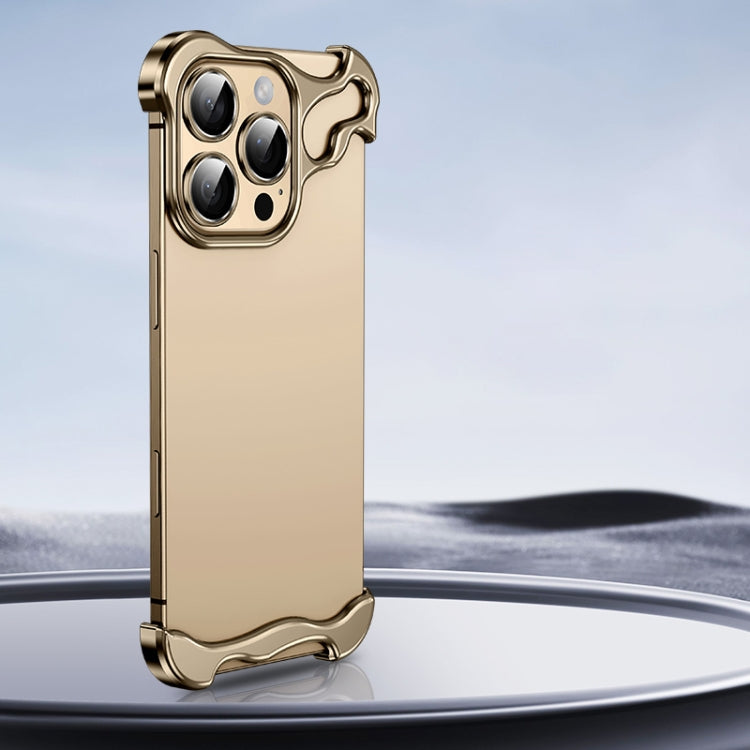 For iPhone 16 Pro Frameless Metal Corner Pad Phone Case with Lens Film