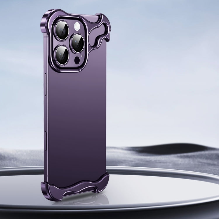 For iPhone 16 Pro Frameless Metal Corner Pad Phone Case with Lens Film