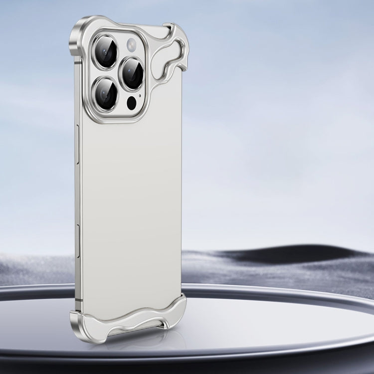 For iPhone 16 Pro Frameless Metal Corner Pad Phone Case with Lens Film