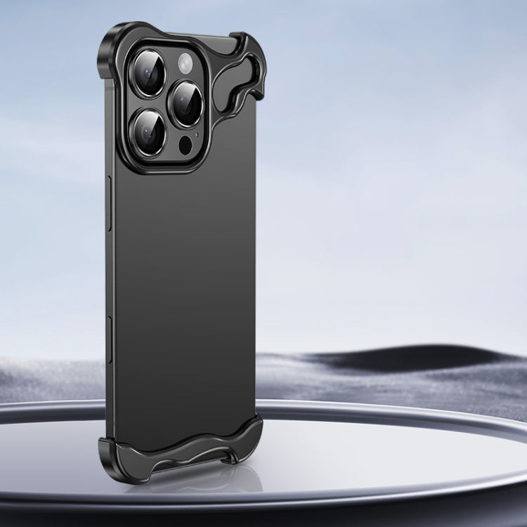 For iPhone 16 Pro Frameless Metal Corner Pad Phone Case with Lens Film