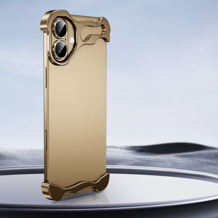 For iPhone 16 Plus Frameless Metal Corner Pad Phone Case with Lens Film