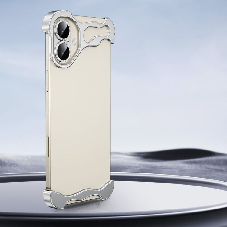 For iPhone 16 Plus Frameless Metal Corner Pad Phone Case with Lens Film