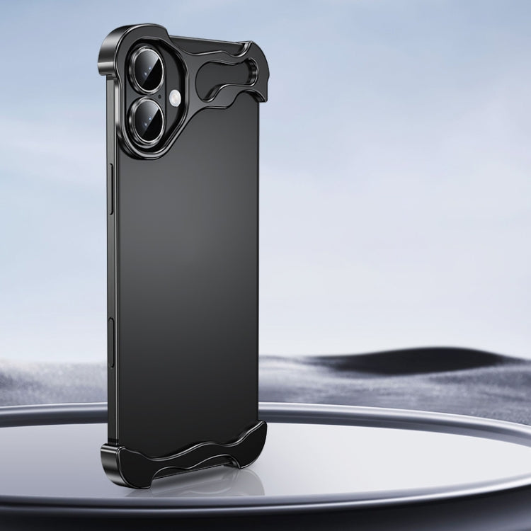 For iPhone 16 Plus Frameless Metal Corner Pad Phone Case with Lens Film