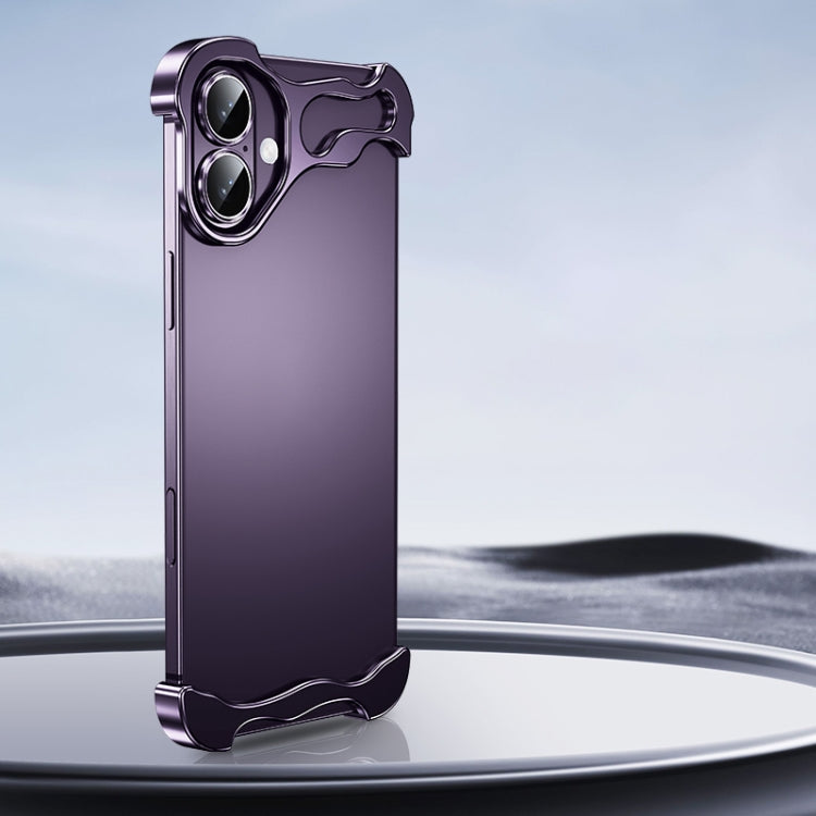 For iPhone 16 Frameless Metal Corner Pad Phone Case with Lens Film