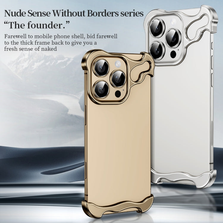 For iPhone 16 Frameless Metal Corner Pad Phone Case with Lens Film
