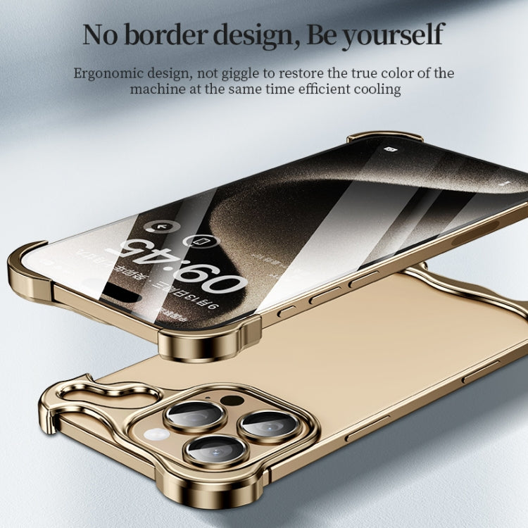 For iPhone 16 Frameless Metal Corner Pad Phone Case with Lens Film